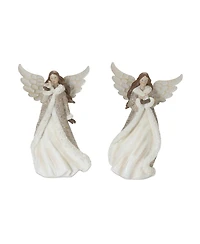 Slickblue Winter Angel Figurine With Bird Accent (Set of 2)