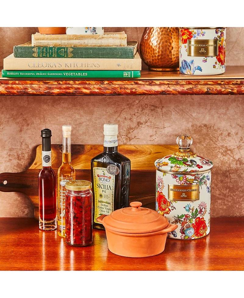 Mackenzie-Childs White Flower Market Medium Canister