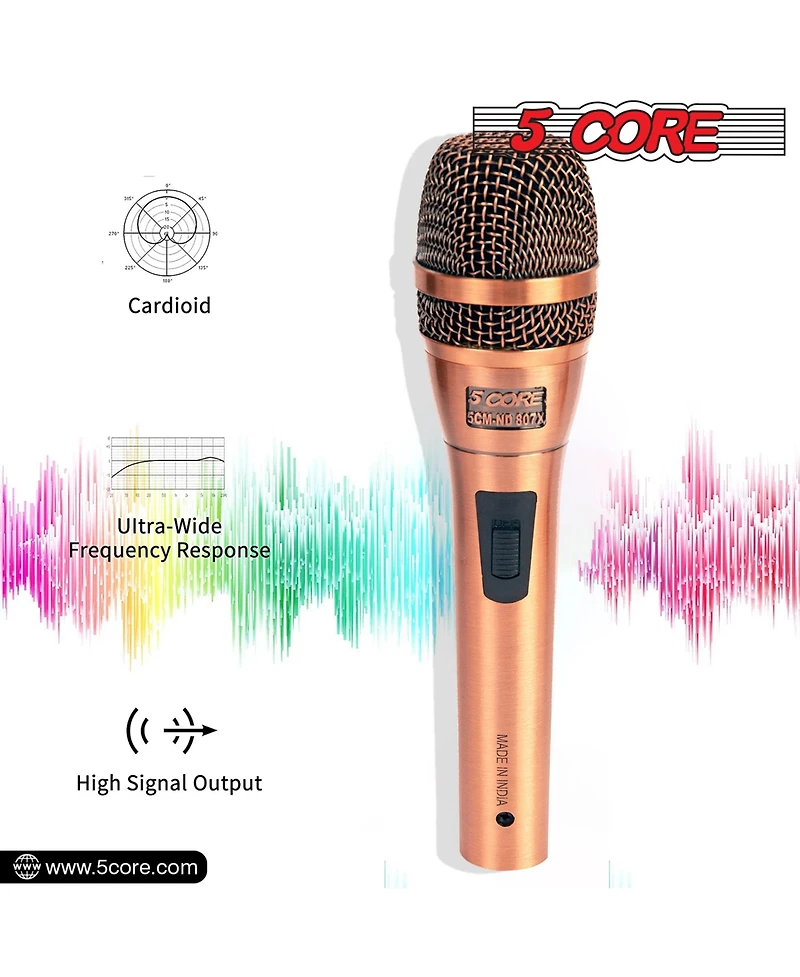5 Core Mic Karaoke Dynamic Handheld Xlr Microphone for Professional Vocal Recording Live Stage Singing Music Neodymium 1/4 Corded Wired Microfono