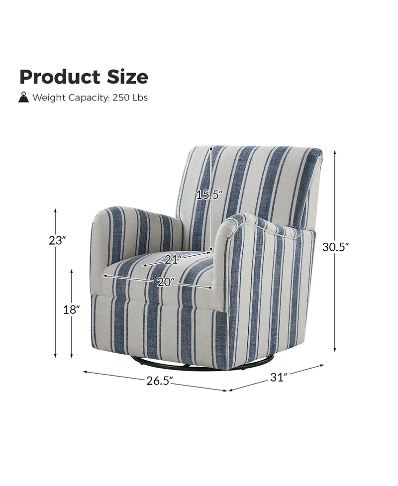 Hulala Home Pancy Transitional Swivel Armchair with 360-Degree Swivel