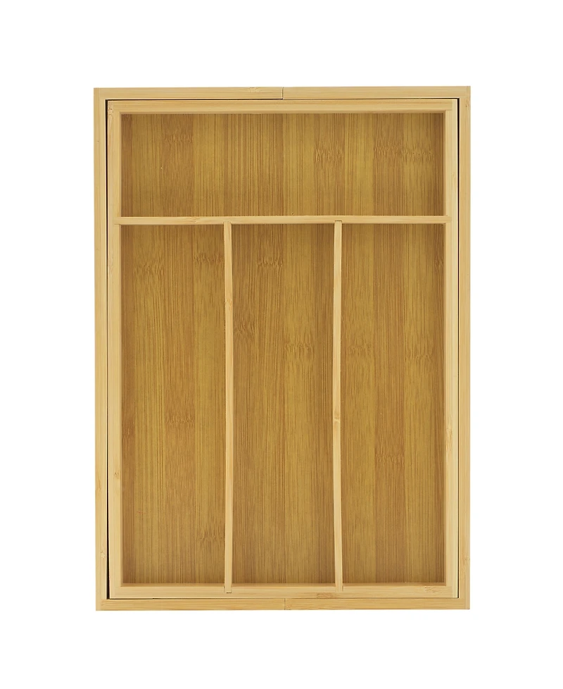 JoyJolt Bamboo Expandable Drawer Organizer for Kitchen Utensils