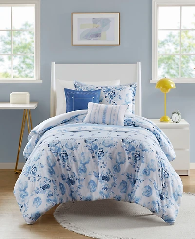 Intelligent Design Christa Floral Striped 4-Pc. Comforter Set, Twin/Twin Xl