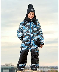 Deux par Deux Toddler Girls One Piece Snowsuit Black Printed Polar Bears - Toddler|Child
