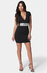 bebe Women's Embellished Waist Mini Dress