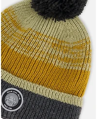 Deux par Deux Boy Knit Hat Gray, Spice And Sage - Toddler|Child