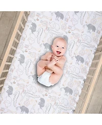 Lambs & Ivy Jungle Story 100% Cotton Safari Baby Fitted Crib Sheet - White