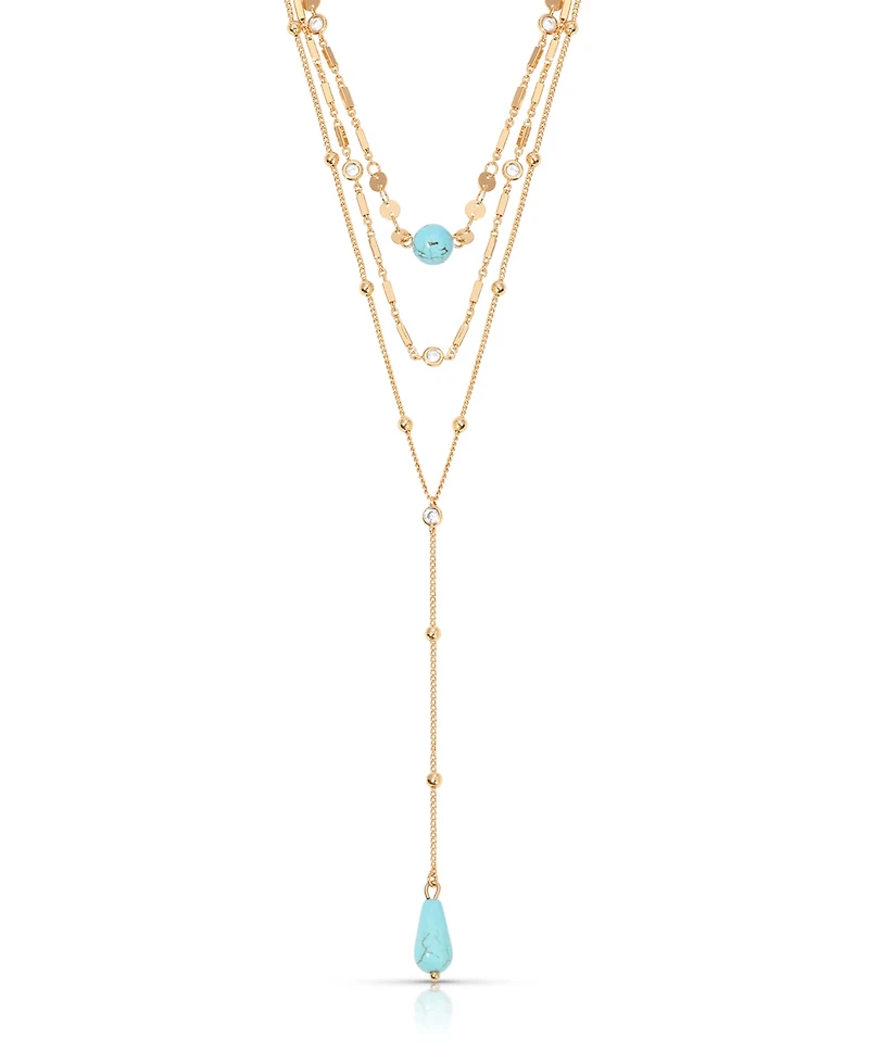 Ettika Turquoise 18k Gold Plated Multi-Chain Choker