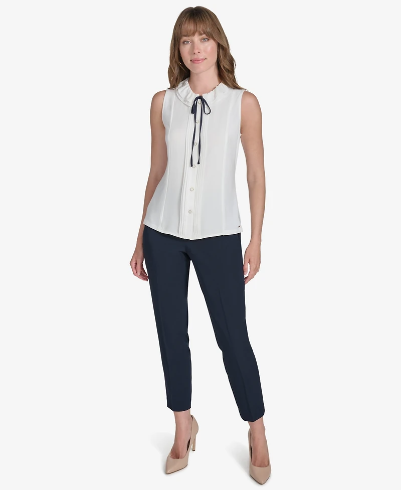 Tommy Hilfiger Women's Sleeveless Tie-Neck Blouse