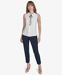 Tommy Hilfiger Women's Sleeveless Tie-Neck Blouse