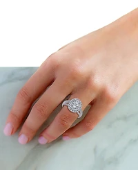 Diamond Double Halo Cluster Engagement Ring (1-1/4 ct. t.w.) in 14k White Gold