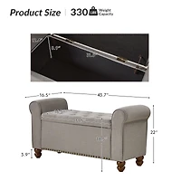 Hulala Home Transitional Carmen 43.7" Wide Storage Bench with Sturdy Wood Legs