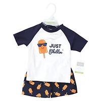 Hudson Baby Boys Swim Rashguard Set, Ahoy Mate Shark, 12-18 Months