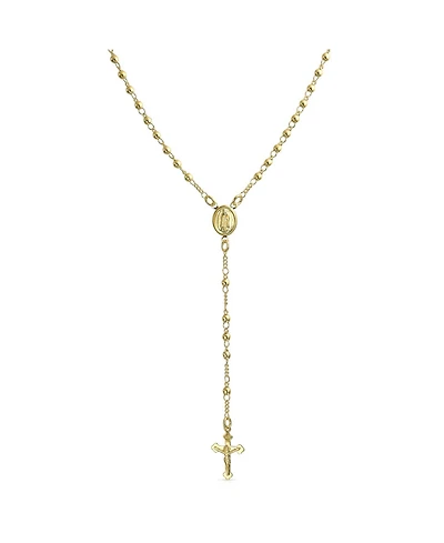 Bling Jewelry 18K Gold Plated Brass Virgin Mary Catholic Rosary Beads Necklace Prayer Virgin De Guadalupe Rosario Crucifijo