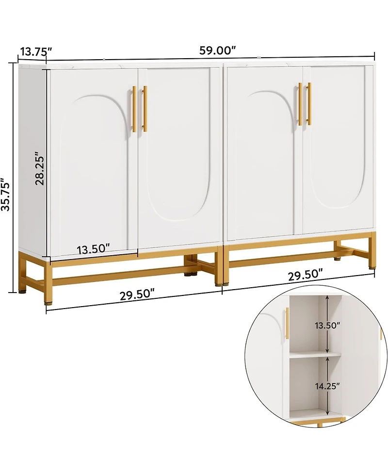 Tribesigns Modern Sideboards, Buffet Cabinet with 4 Doors and Adjustable Shelves