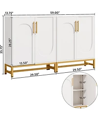 Tribesigns Modern Sideboards, Buffet Cabinet with 4 Doors and Adjustable Shelves