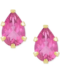 Pink Topaz Pear Solitaire Six Prong Stud Earrings (1 ct. t.w.) 14k Gold