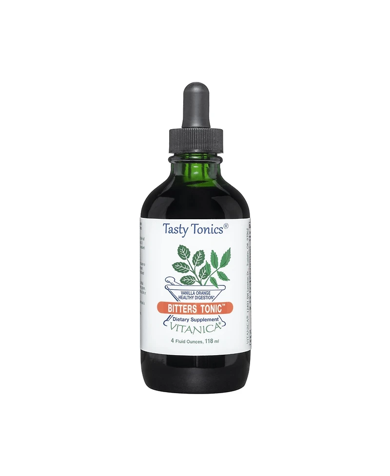 Vitanica Bitters Tonic - Digestive Health Tonic - Digestion Supplement with Dandelion Root, Orange Peel & Fennel Seed - Vanilla Orange, 4 Fl Oz