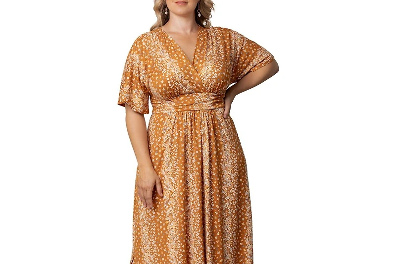 Kiyonna Women's Plus Vienna Kimono Sleeve Long Maxi Dress
