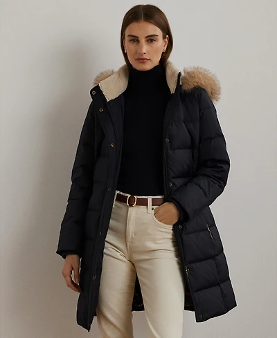 Lauren Ralph Lauren Petite Faux-Fur-Trim Hooded Puffer Coat