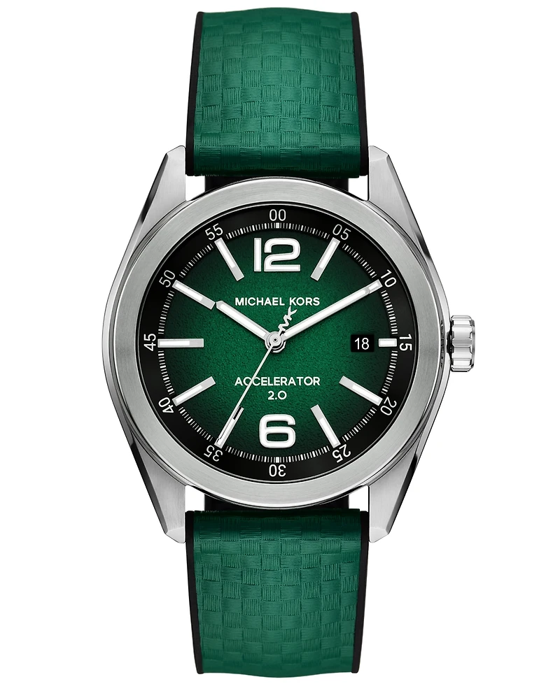 Michael Kors Men's Accelerator 2.0 Three-Hand Date Green Nylon and Silicone Watch 42mm