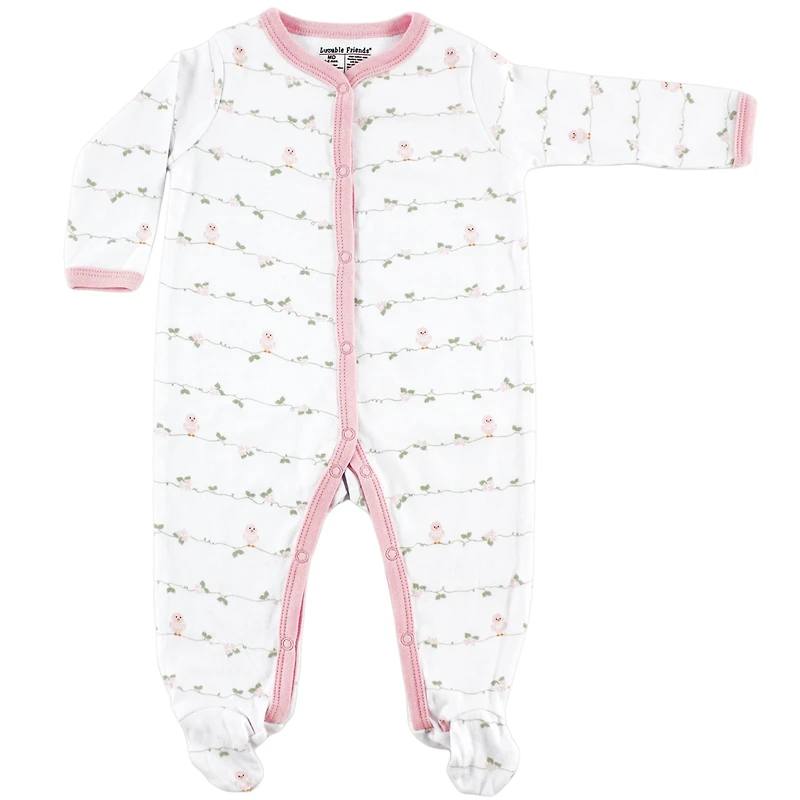 Luvable Friends Baby Girls Cozy Cotton Day-to-Night Romper