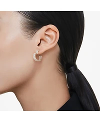 Swarovski Baguette Cut, Heart, Small, White, Gold-Tone Plated atrix Hoop Earrings
