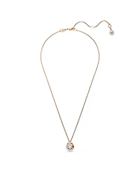 Swarovski Dextera Pendant, Round Cut, White, Rose Gold-Tone Plated Necklace