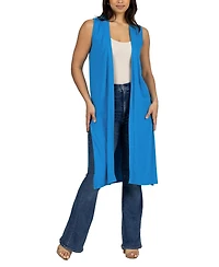 24seven Comfort Apparel Sleeveless Long with Side Slit Cardigan Vest