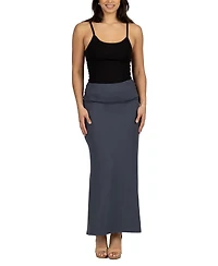 24seven Comfort Apparel Women's Comfortable Foldover Maxi Skirt