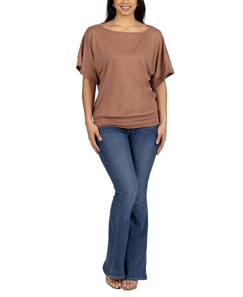 24seven Comfort Apparel Loose Fit Dolman with Wide Sleeves Top