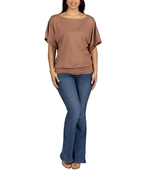 24seven Comfort Apparel Loose Fit Dolman with Wide Sleeves Top
