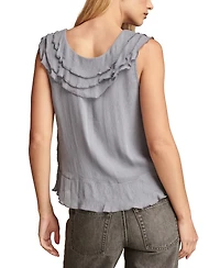 Lucky Brand Women's Ruffled Chiffon Sleeveless Top
