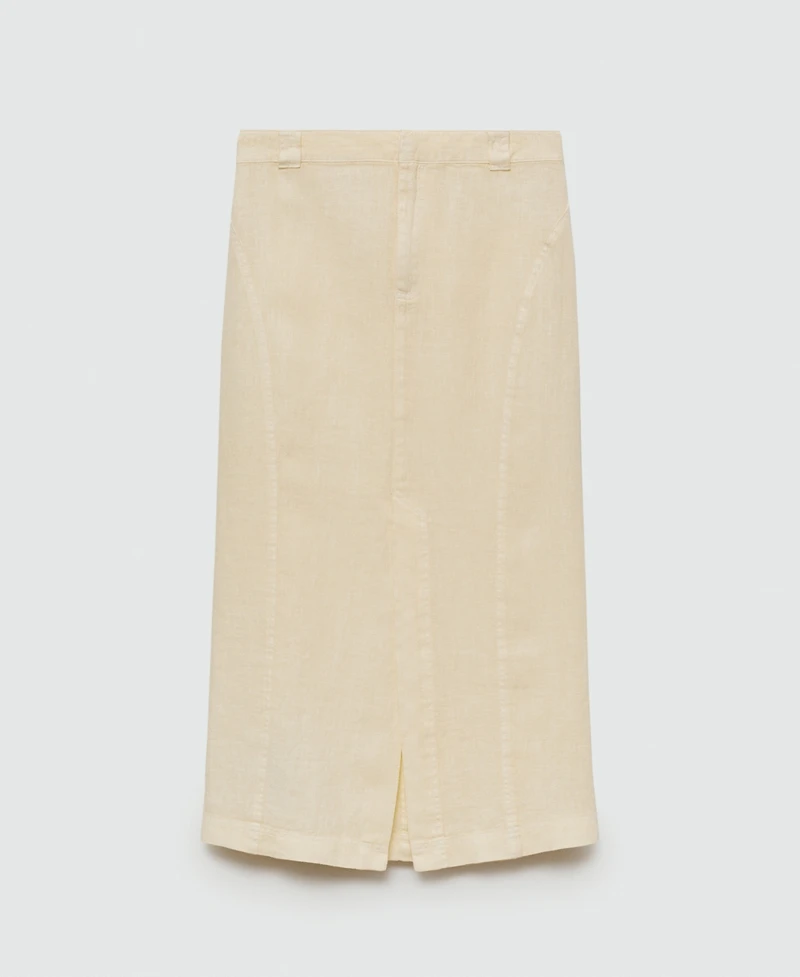Mango Women's Slit Detail Linen Skirt