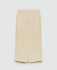 Mango Women's Slit Detail Linen Skirt