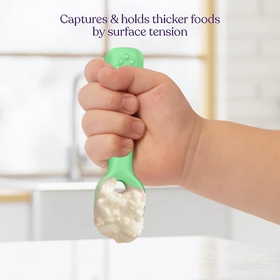 Sperric Silicone Baby Spoons First Stage Baby Feeding Spoons Stage 1 and Stage 2-4pcs (Green & Blue)