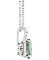 Labradorite & Diamond Accent 18" Pendant Necklace Sterling Silver (Also Onyx)