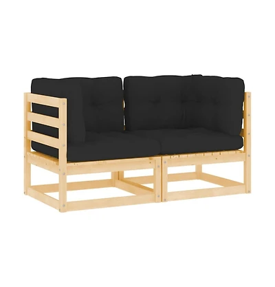 vidaXL Patio Corner Sofas 2 pcs with Cushions Solid Pinewood