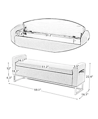 Hulala Home Traditional Diana 59.1" Wide Storage Bench with Sturdy Metal Legs