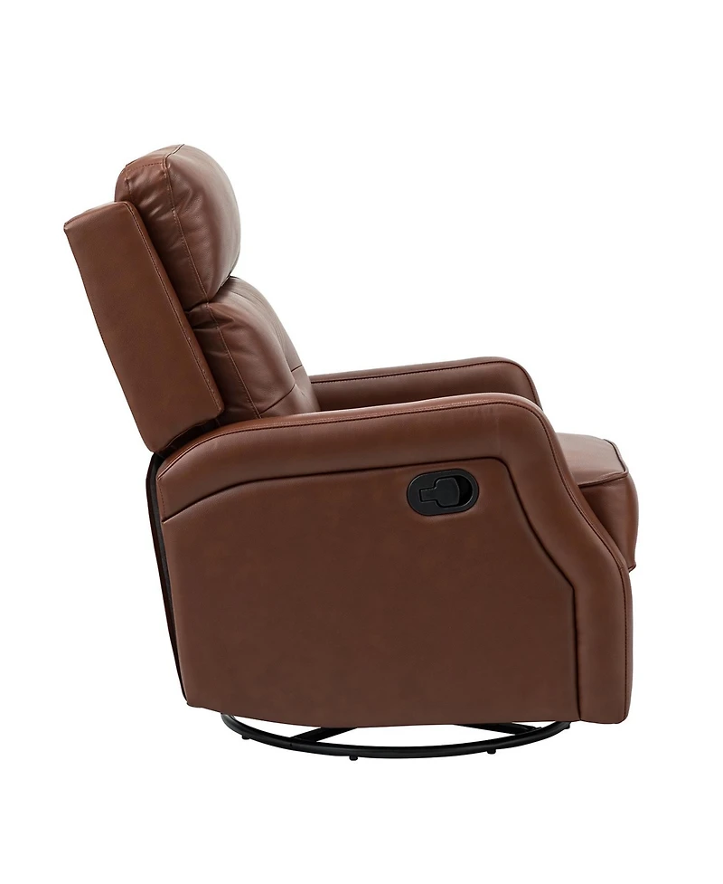 Hulala Home Beatriz 28.74" Wide Genuine Leather Swivel Rocker Recliner