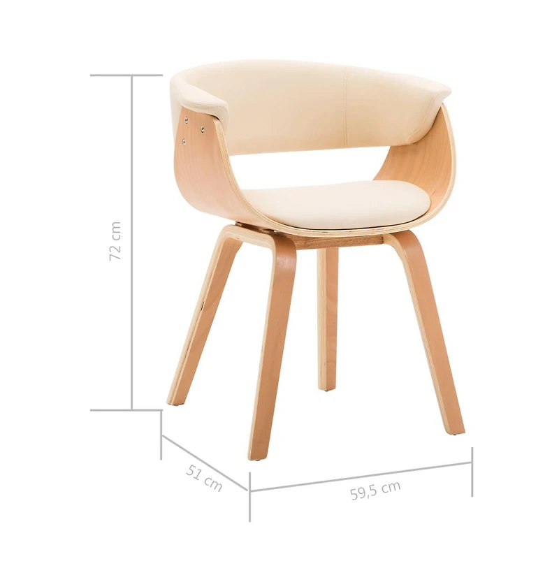 Dining Chair Cream Bent Wood and Faux Leather