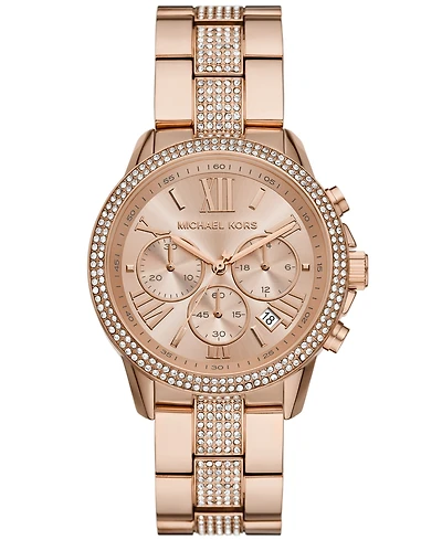 Michael Kors Women's Brynn Chronograph Rose Gold-Tone Stainless Steel Watch 40mm