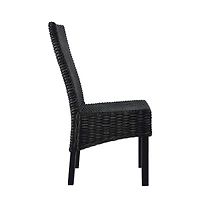 Dining Chairs 2 pcs Black Kubu Rattan and Mango Wood