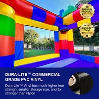 HeroKiddo Block Party Bounce House Commercial Grade for Kids and Adults (with Blower), Basketball Hoop, Outdoor Indoor, Birthday Party, Rental Quality
