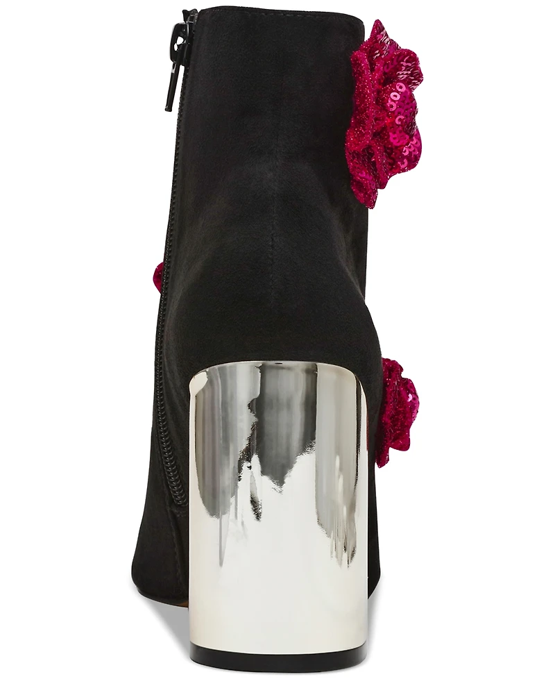 Betsey Johnson Women's Finlee Rosette Flare-Heel Dress Booties