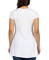 24seven Comfort Apparel Women's Short Sleeve Loose Fit Tunic Top