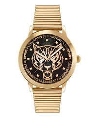 Plein Sport Men's Iron Tiger 3 Hand Quartz Ip Yellow Gold Bracelet 44mm