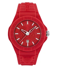 Plein Sport Men's New Fearless 3 Hand Date Quartz Red Silicone Strap 46mm
