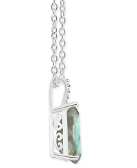Labradorite & Diamond Accent Pear 18" Pendant Necklace Sterling Silver (Also Onyx)