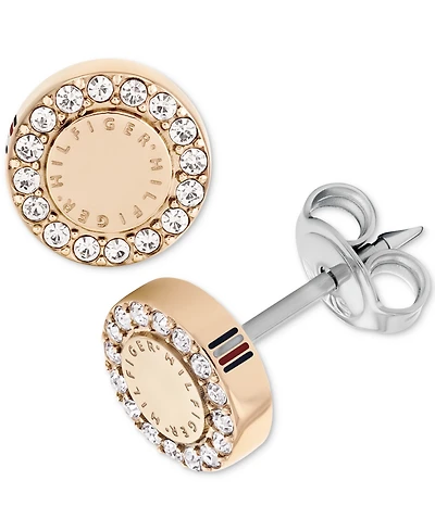 Tommy Hilfiger Crystal Logo Stud Earrings