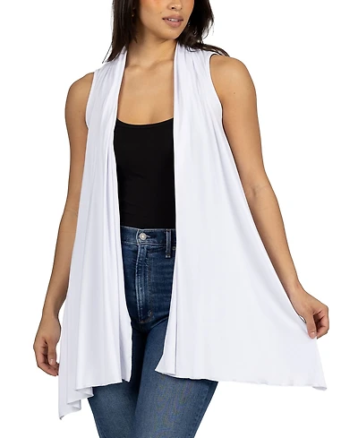 24seven Comfort Apparel Draped Open Front Sleeveless Cardigan Vest
